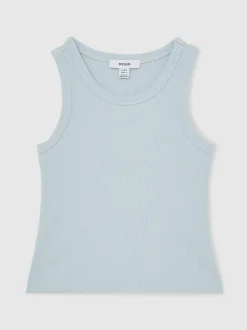 Reiss Pale Blue Violet 9-13 yrs Stretch-Cotton Ribbed Vest