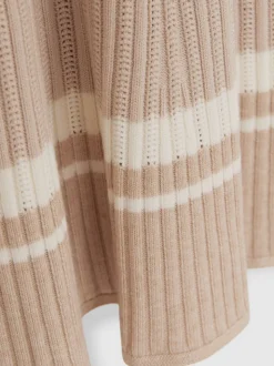 Reiss Pale Pink Colette 13-14 yrs Rib-Knit Pointelle Flared Dress