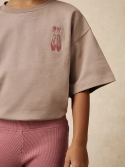 Reiss Pink Alison 3-9 yrs Ballet-Embroidery Top and Leggings Set