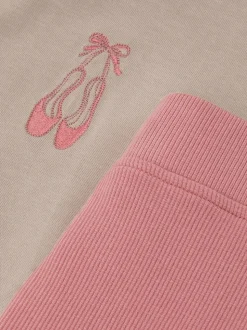 Reiss Pink Alison 3-9 yrs Ballet-Embroidery Top and Leggings Set