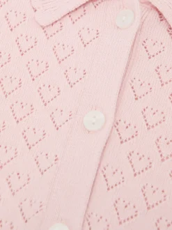 Reiss Pink Ava 13-14 yrs Cotton and Wool Heart-Pointelle Top