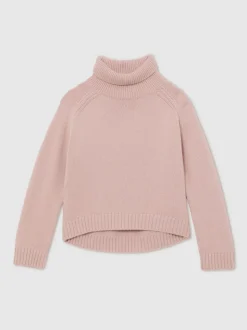 Reiss Pink Bronte 9-13 yrs Wool-Cashmere Roll-Neck Jumper