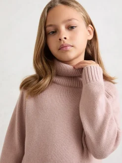 Reiss Pink Bronte 9-13 yrs Wool-Cashmere Roll-Neck Jumper