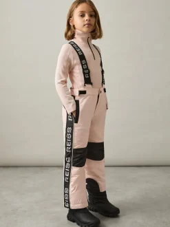 Reiss Pink Carla 4-9 yrs Logo-Tape Padded Ski Salopettes
