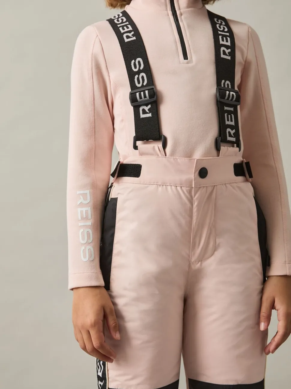 Reiss Pink Carla 4-9 yrs Logo-Tape Padded Ski Salopettes