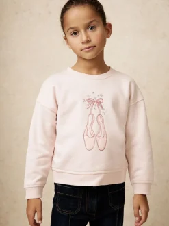 Reiss Pink Eliza 3-9 yrs Festive Car-Embroidered Sweatshirt