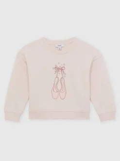 Reiss Pink Eliza 9-13 yrs Festive Car-Embroidered Sweatshirt