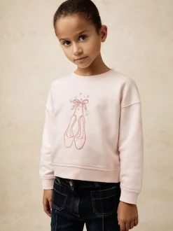 Reiss Pink Eliza 9-13 yrs Festive Car-Embroidered Sweatshirt