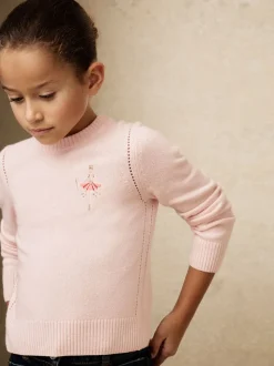 Reiss Pink Esme Wool-Blend Ballerina Jumper With Cashmere