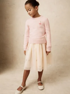 Reiss Pink Esme Wool-Blend Ballerina Jumper With Cashmere