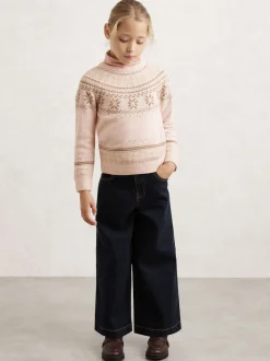 Reiss Pink Farah 3-9 yrs Wool-Cotton Blend Fair Isle Jumper
