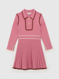 Reiss Pink Freya 9-13 yrs Piped Knitted Skater Dress