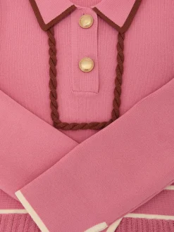 Reiss Pink Freya 9-13 yrs Piped Knitted Skater Dress