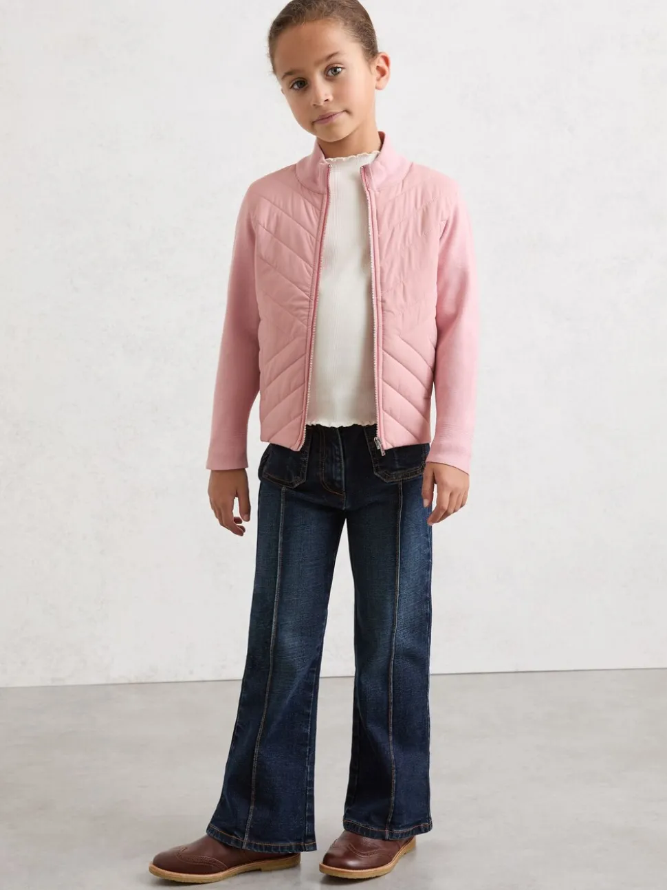 Reiss Pink Hansel 9-13 yrs Hybrid Quilted Knit Jacket