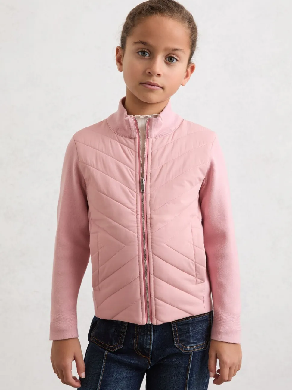 Reiss Pink Hansel 9-13 yrs Hybrid Quilted Knit Jacket