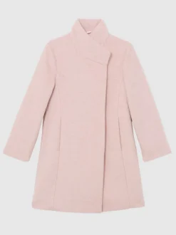 Reiss Pink Kia 13-14 yrs Wool-Blend Funnel-Neck Coat