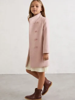 Reiss Pink Kia 3-9 yrs Wool-Blend Funnel-Neck Coat