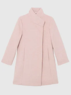 Reiss Pink Kia 3-9 yrs Wool-Blend Funnel-Neck Coat