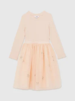 Reiss Pink Mari 9-13 yrs Star-Embroidery Tulle Dress