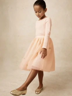 Reiss Pink Mari 9-13 yrs Star-Embroidery Tulle Dress