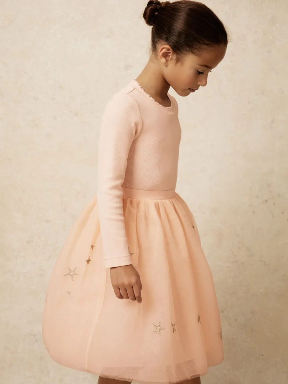 Reiss Pink Mari 3-9 yrs Star-Embroidery Tulle Dress