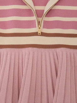 Reiss Pink Ophelia 3-9 yrs Cotton Collared Stripe Knit Dress
