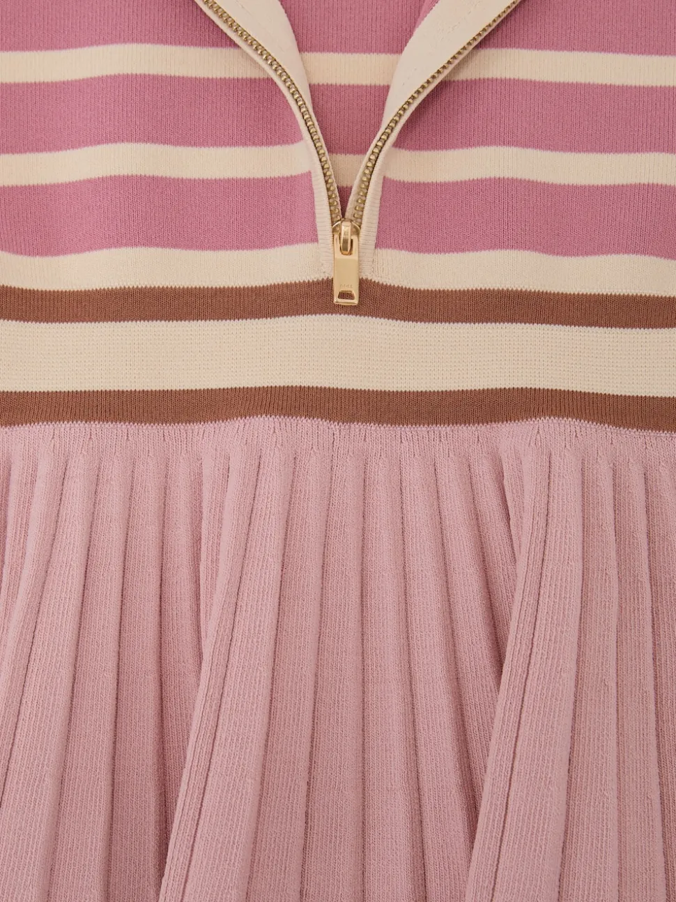 Reiss Pink Ophelia 9-13 yrs Cotton Collared Stripe Knit Dress