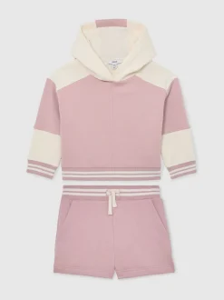 Reiss Pink Patty 3-9 yrs Cotton-Blend Hoodie and Shorts Set
