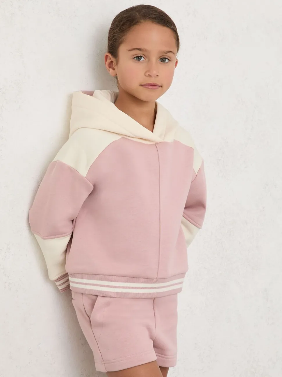 Reiss Pink Patty 3-9 yrs Cotton-Blend Hoodie and Shorts Set