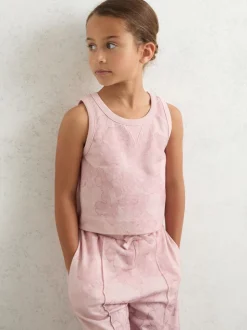Reiss Pink Print Keisha 13-14 yrs Cotton Floral Vest and Joggers Set