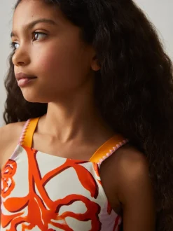 Reiss Pink Print Phoebe 4-9 yrs Floral-Print Bikini Top