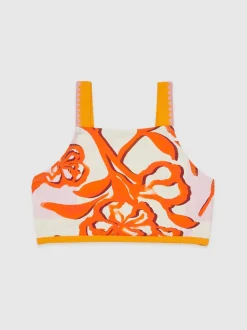 Reiss Pink Print Phoebe 4-9 yrs Floral-Print Bikini Top