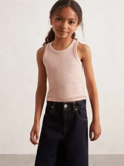 Reiss Pink Violet 9-13 yrs Stretch-Cotton Ribbed Vest