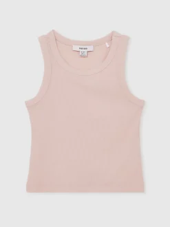 Reiss Pink Violet 9-13 yrs Stretch-Cotton Ribbed Vest