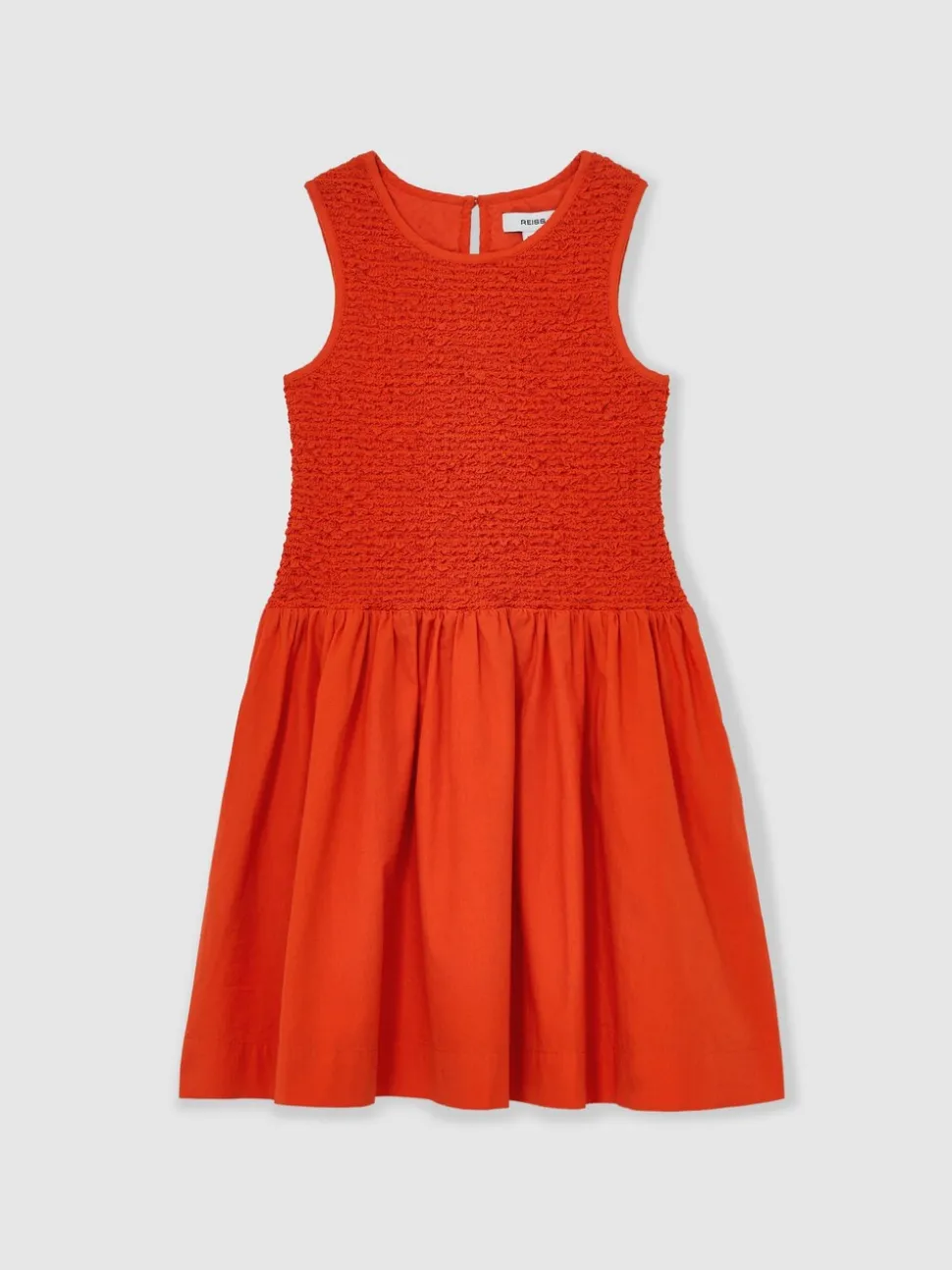 Reiss Red Annabella 9-13 yrs Cotton Shirred-Bodice Dress