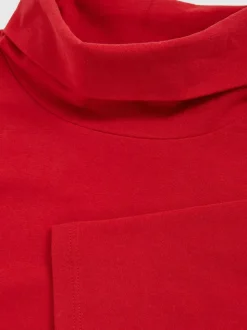 Reiss Red Carey 3-9 yrs Cotton-Jersey Roll-Neck Top with Stretch