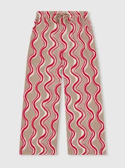Reiss Red Clarise 4-9 yrs Cotton-Linen Printed Trousers