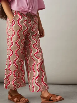 Reiss Red Clarise 4-9 yrs Cotton-Linen Printed Trousers
