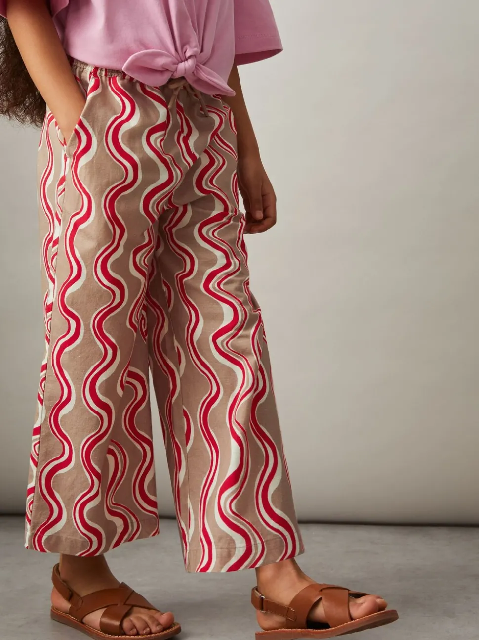 Reiss Red Clarise 4-9 yrs Cotton-Linen Printed Trousers