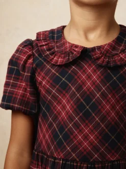 Reiss Red Demi 9-13 yrs Cotton Peter-Pan Collar Tartan Dress