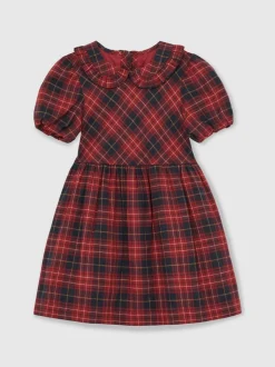 Reiss Red Demi 3-9 yrs Cotton Peter-Pan Collar Tartan Dress