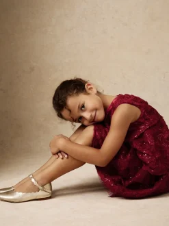 Reiss Red Dulcie 9-13 yrs Sequin-Embellished Tiered Dress