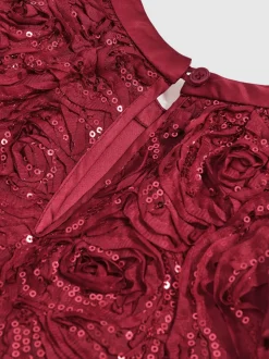 Reiss Red Dulcie 9-13 yrs Sequin-Embellished Tiered Dress