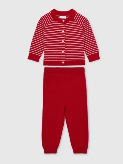Reiss Red Elsa Cardigan And Leggings Set With Cashmere
