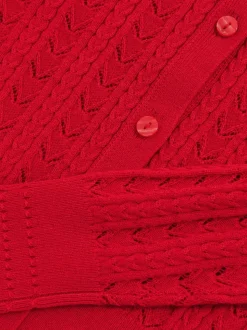 Reiss Red Flo 9-13 yrs Wool-Cotton Pointelle Cardigan
