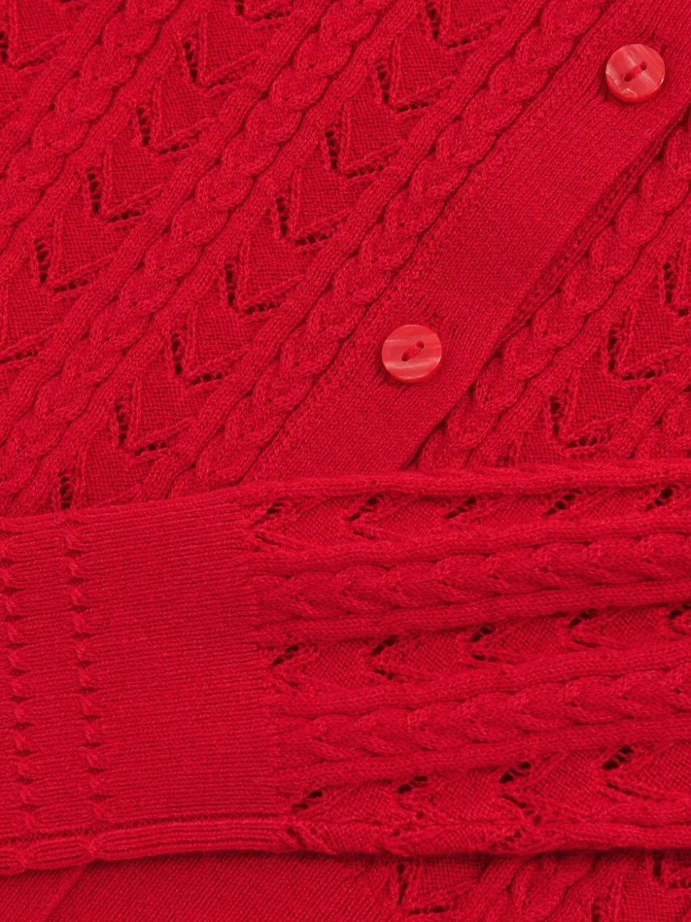 Reiss Red Flo 9-13 yrs Wool-Cotton Pointelle Cardigan