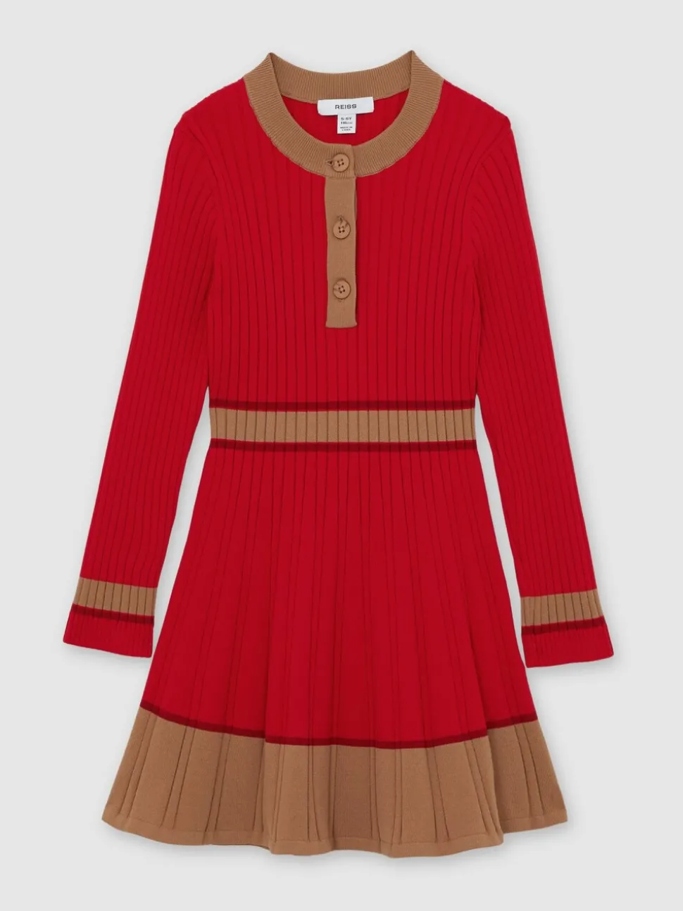 Reiss Red Holly 3-9 yrs Colour-Block Knitted Skater Dress