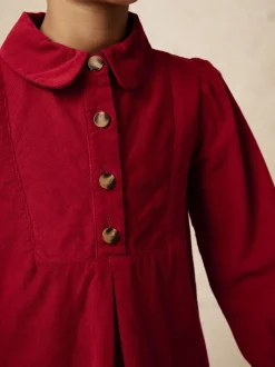 Reiss Red Lyra 3-9 yrs Corduroy Long-Sleeve Collared Dress