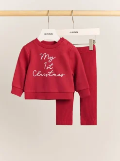 Reiss Red Ossie Christmas Sweatshirt and Leggings Set