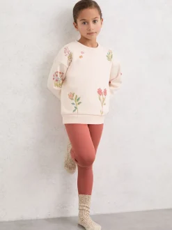 Reiss Rose Brittany 13-14 yrs Stretch-Cotton Lettuce-Trim Leggings